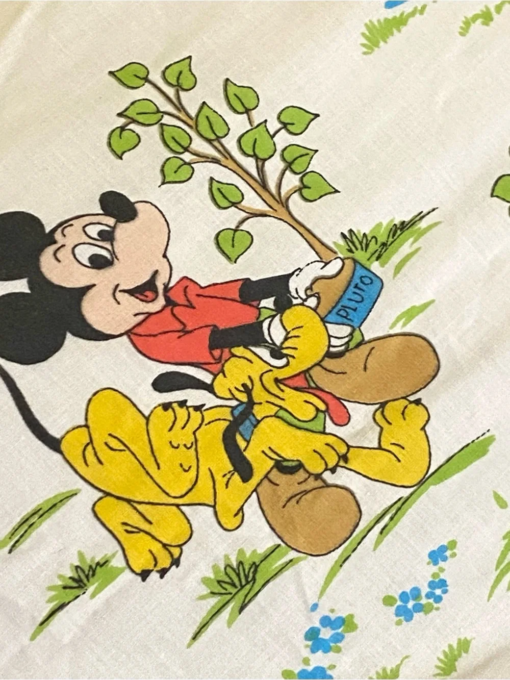 Vintage Disney Mickey and Friends Chores Print Twin Flat Sheet